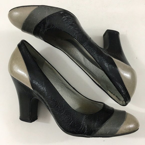 Kenneth Cole Reaction Shoes - Kenneth Cole Reaction Womens 6M Boca Girl Chunky Heel Black Leather Closed Toe